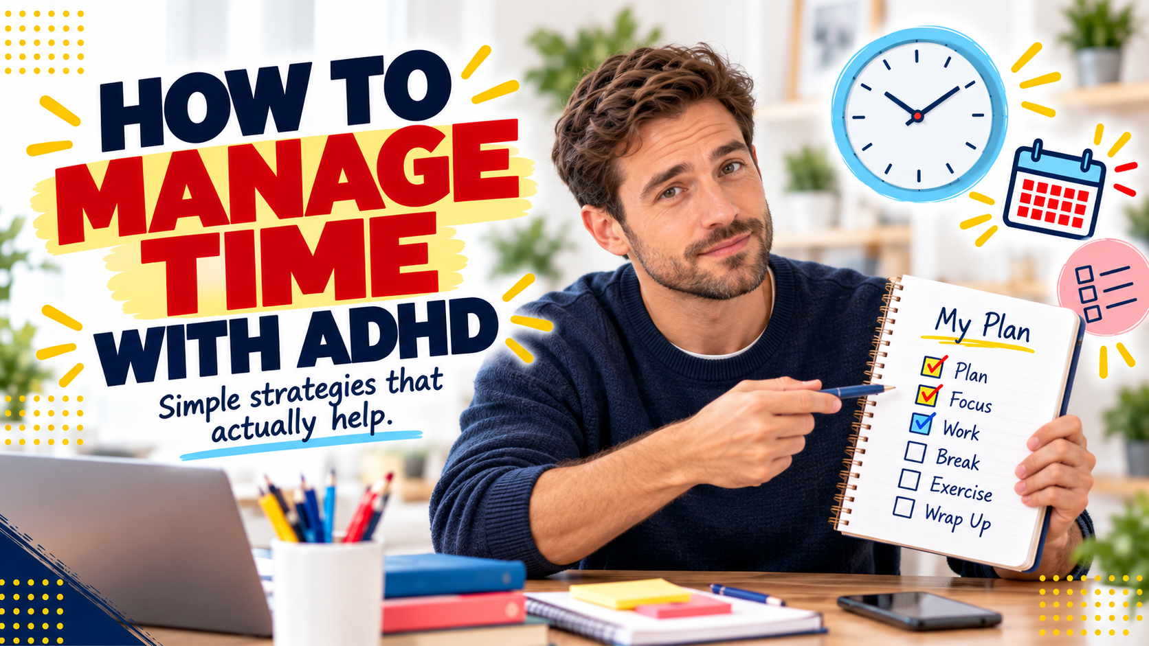 How to manage time with ADHD featured image with a practical planning checklist.