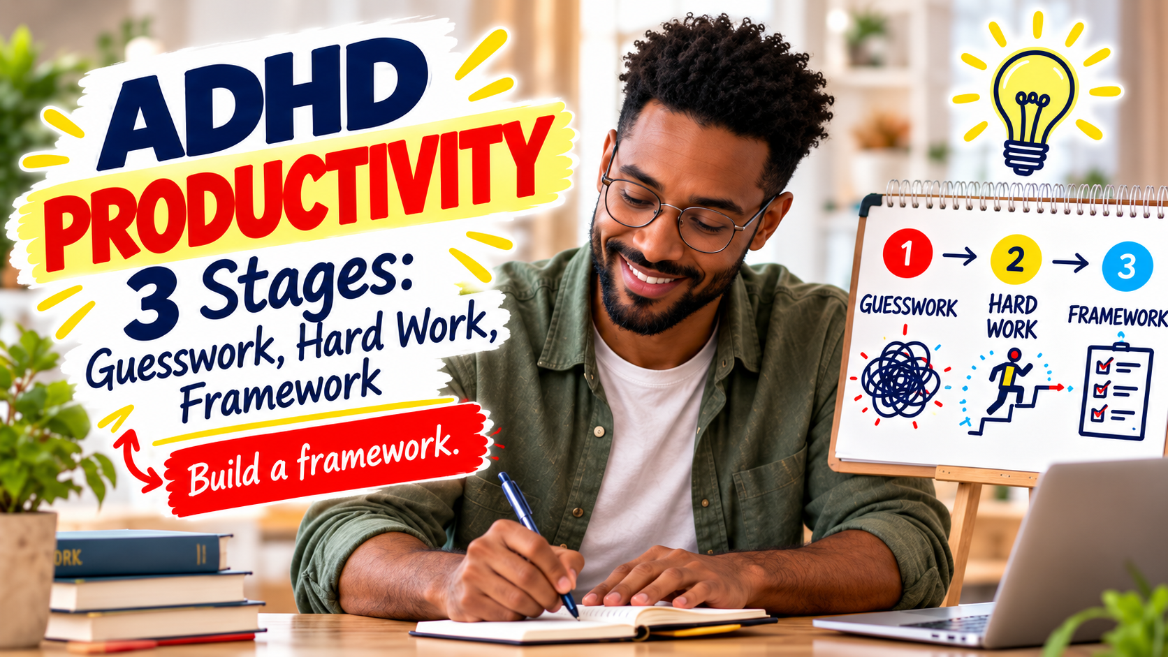 ADHD productivity: three stages from guesswork to hard work to framework.
