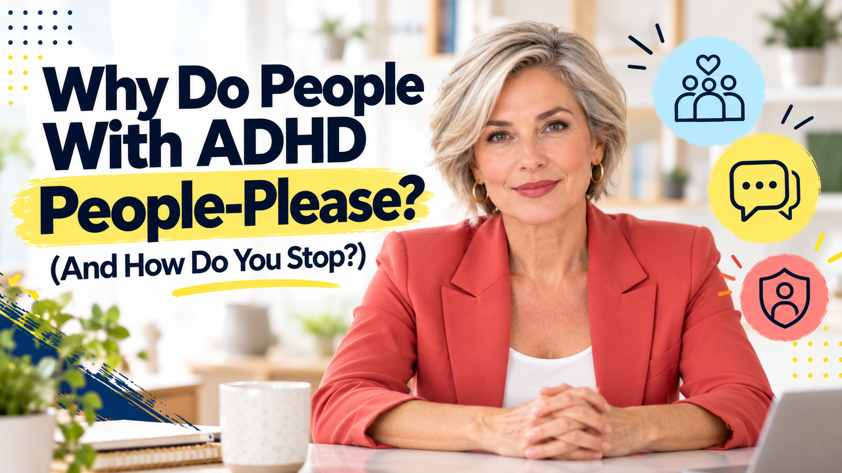 Confident woman illustrating people-pleasing and boundaries in ADHD.