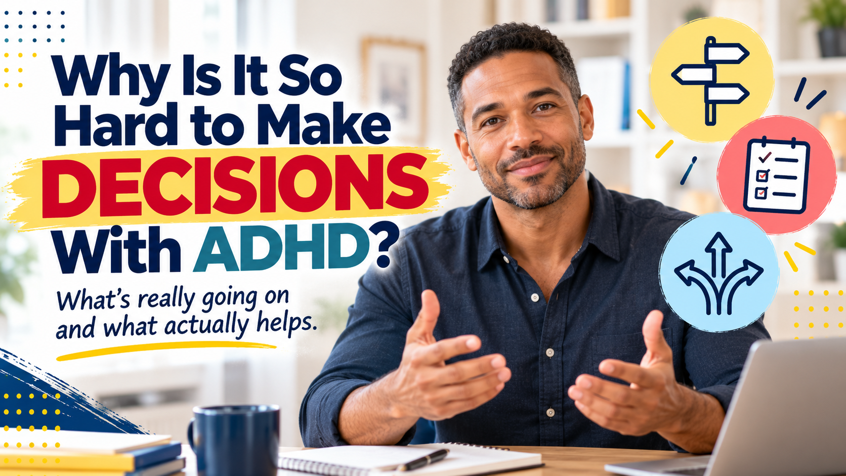 Man discussing choices and decision making, illustrating ADHD decision paralysis.